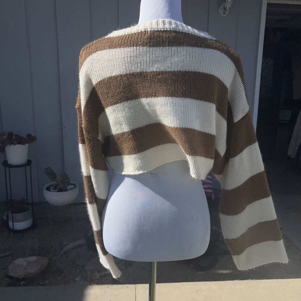 Ultra cropped long sleeve striped sweater - Picture 5 of 6